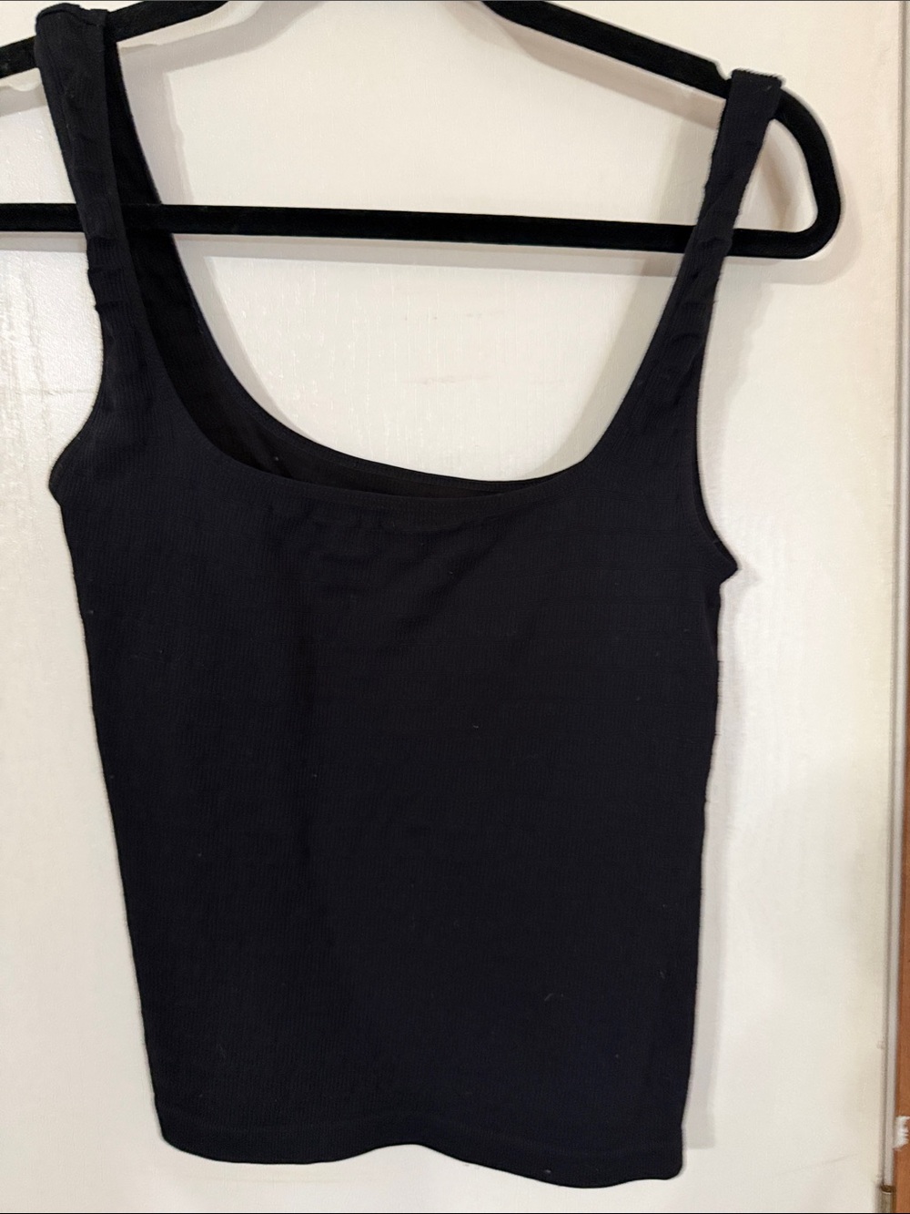 Women's Black Ribbed Scoop Neck Tank Top